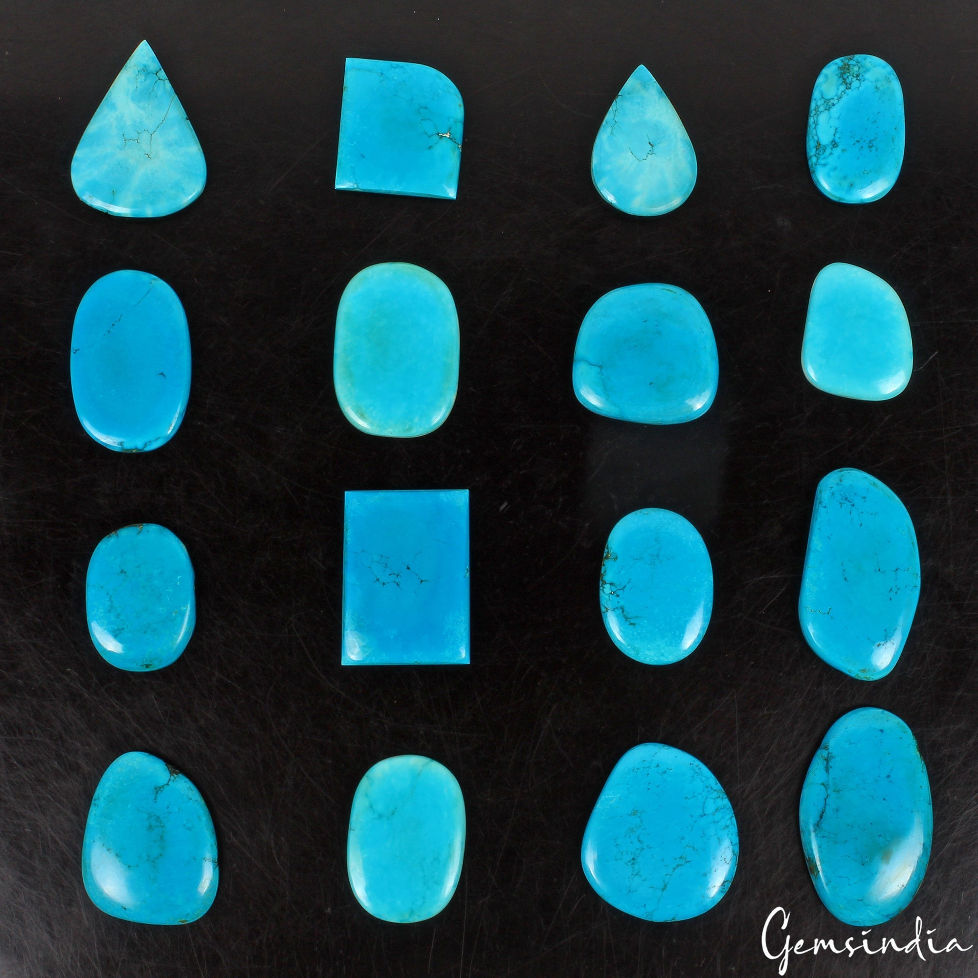 1380 Ct/16 Pcs Natural Blue Turquoise Mix Cabochon Loose Wholesale Gemstones Lot