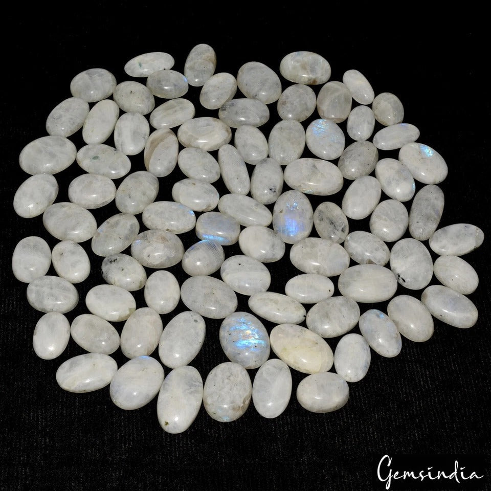 2500Ct/83 Pcs Natural Blue Shine Moonstone Mix Cab Loose Untreated Gemstones Lot