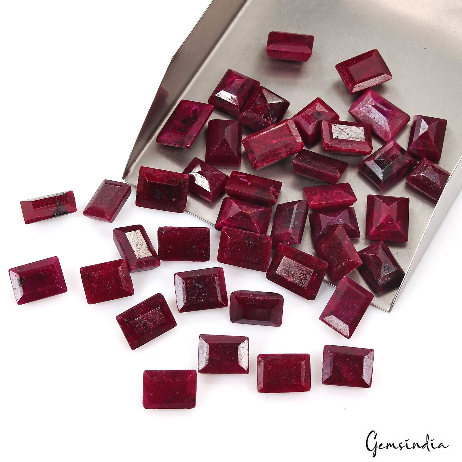 500 Ct Natural Red Ruby Rectangular Cut Faceted Loose Wholesale Gems Lot 41 Pcs