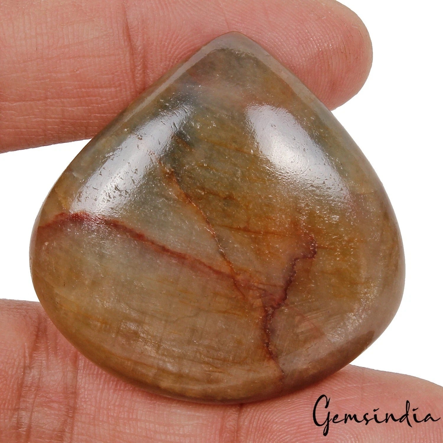 166 Ct Natural Untreated Brown Blue w Red Streak Sapphire Pear Cab Huge Gemstone