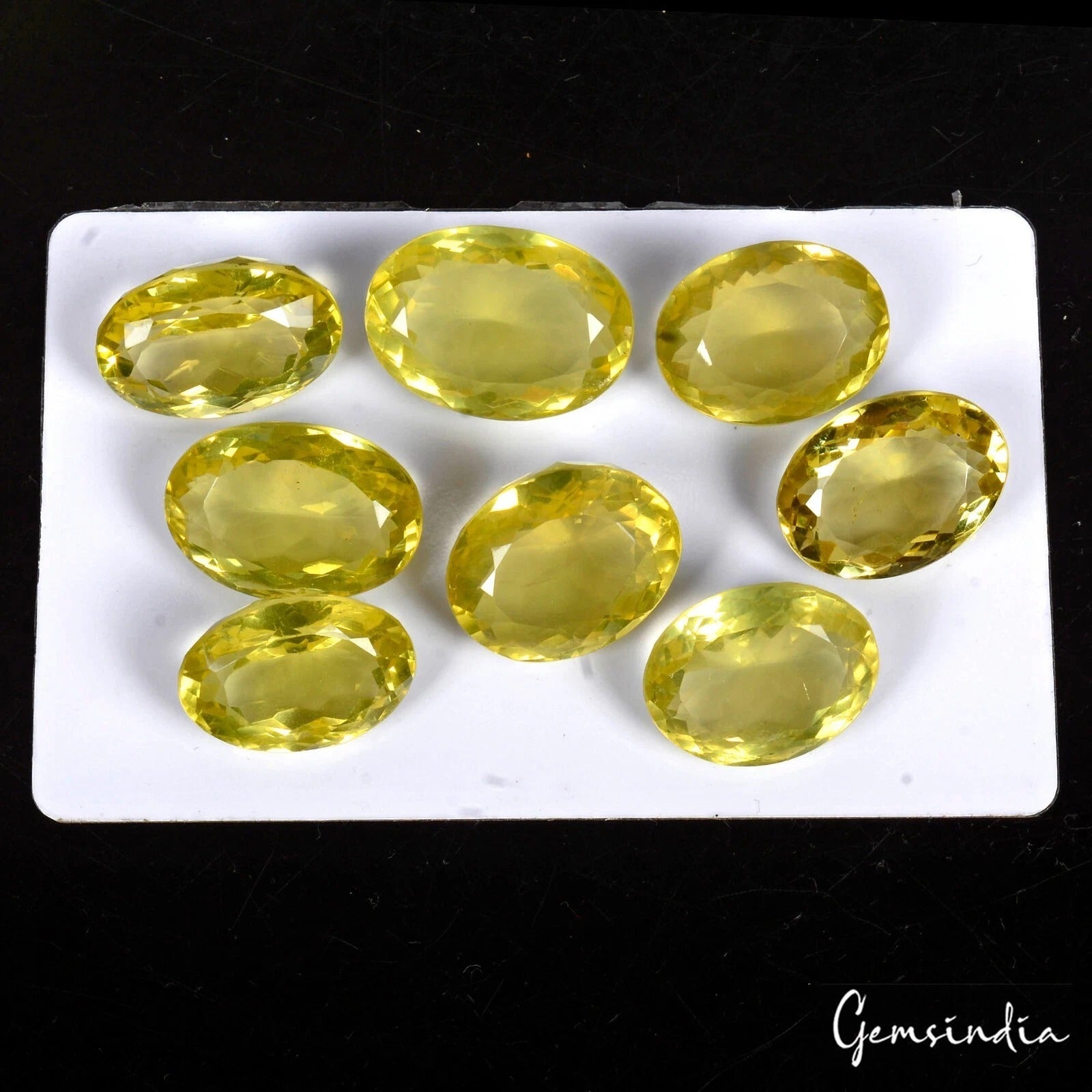 Certified 164 Cts/8 Pcs Natural Untreated Lemon Citrine Oval Cut Loose Gems Lot