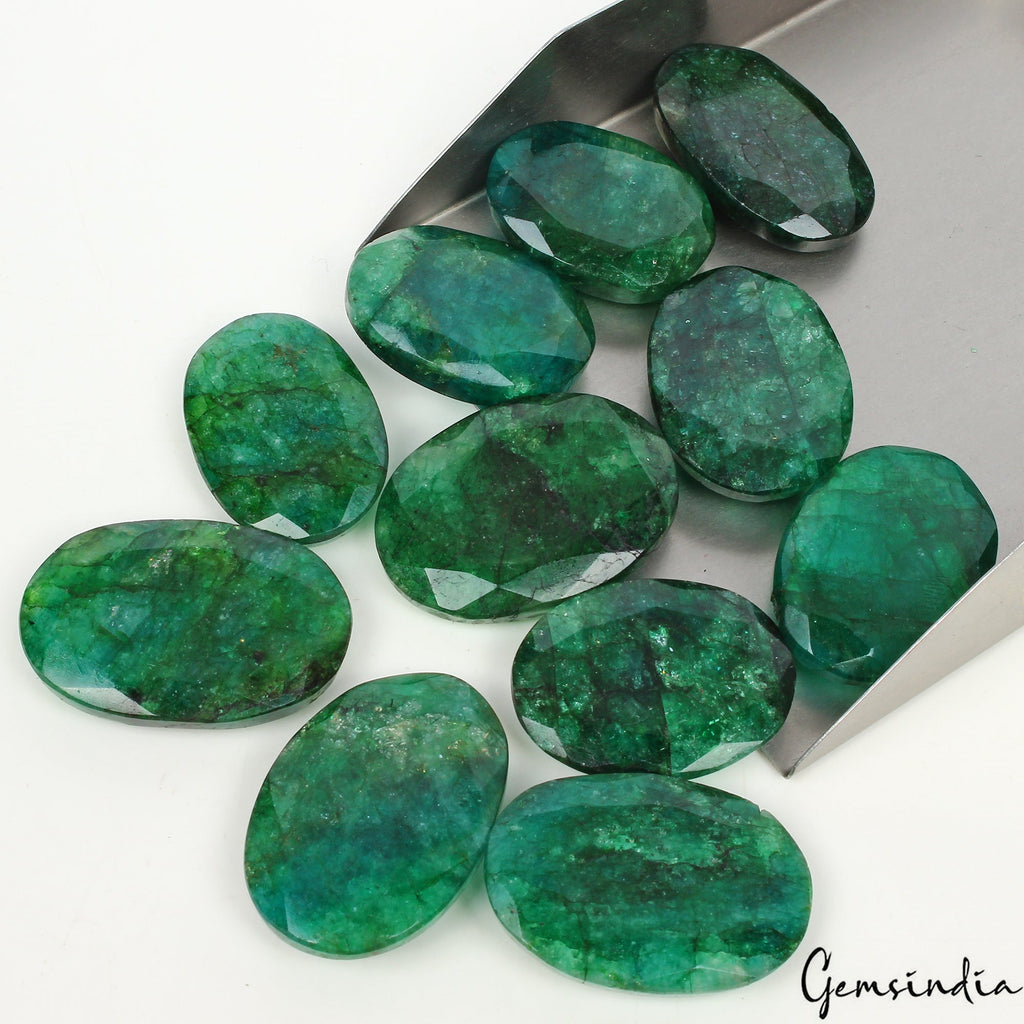 640 Cts/11 Pcs Natural Brazilian Green Emerald Oval Cut Loose Gems For Jewelry
