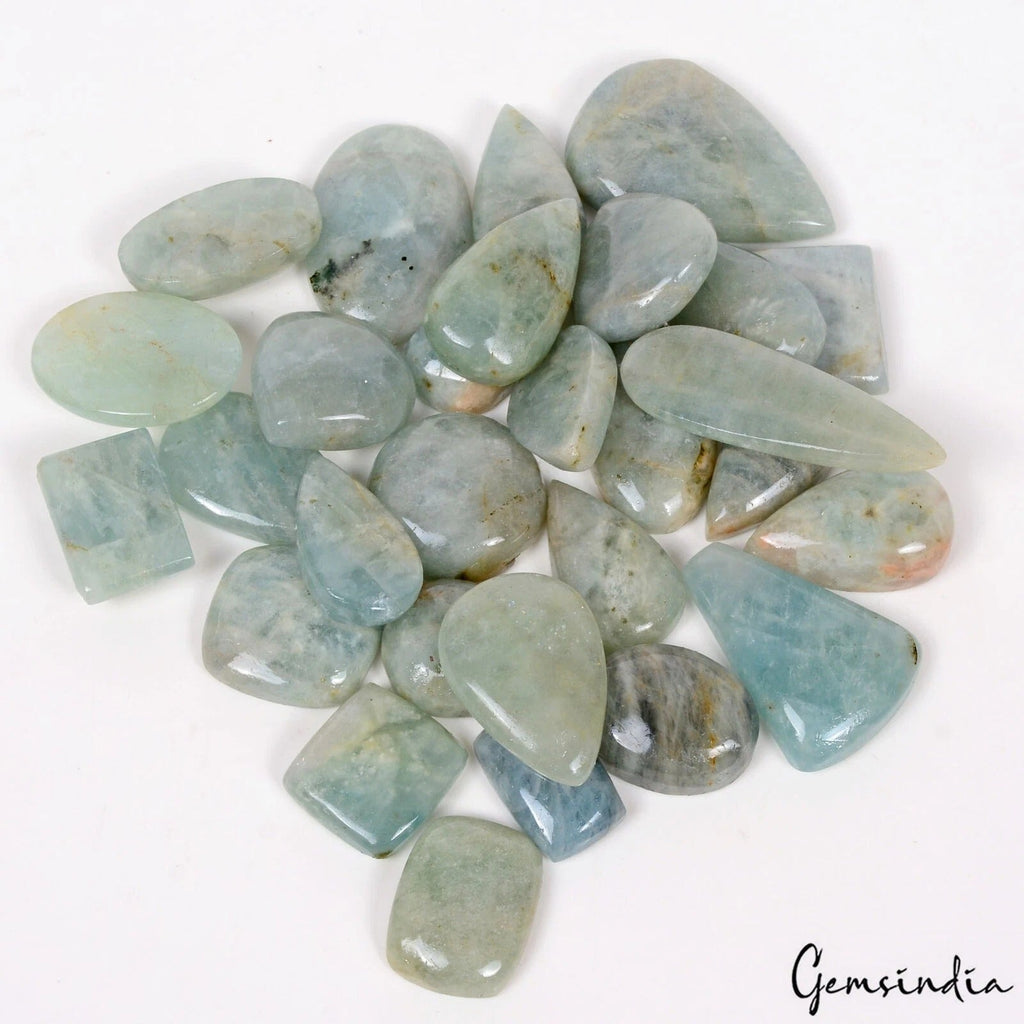 830 Ct. Natural Beryl Aquamarine Blue Green Mix Cabochon Loose 19-44mm Gemstones