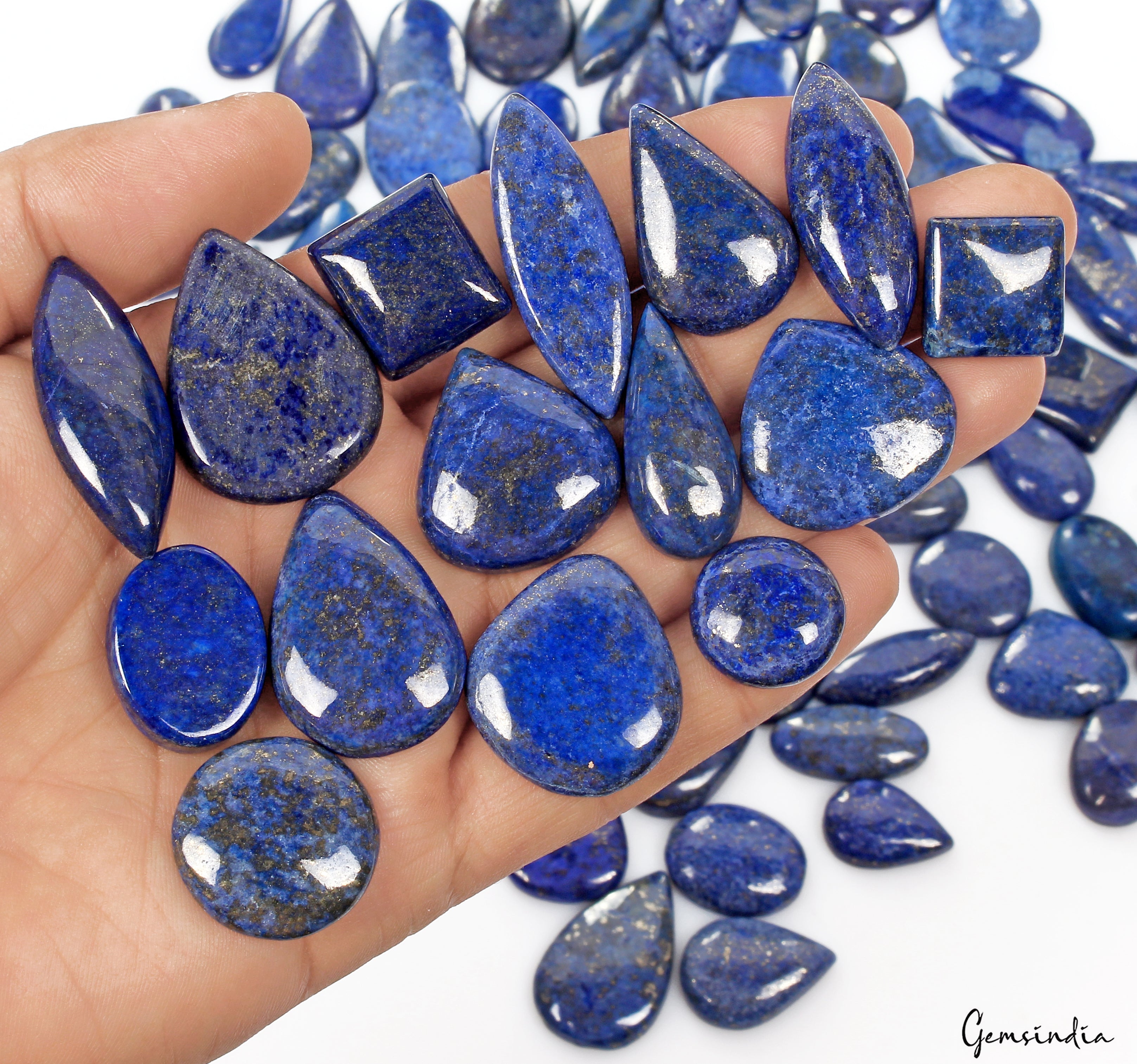 1830 Cts/76 Pcs Natural Blue Lapis Lazuli Gold Flecks Mix Loose Wholesale Gems