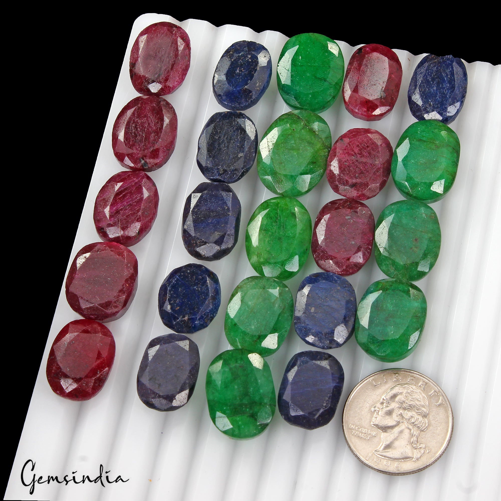 540 Ct Natural Ruby Emerald Sapphire Oval Cut Faceted Loose Certified Gems Lot