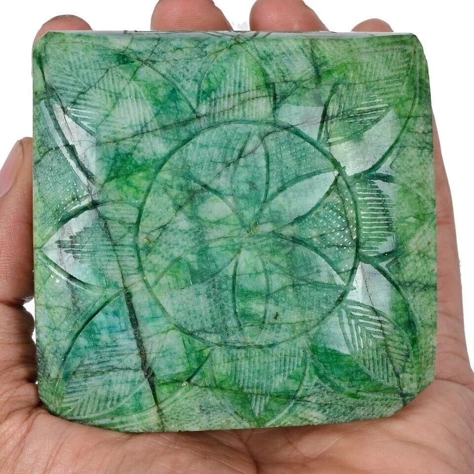 3100 Cts Natural Brazilian Green Emerald Octagon Cut Hand Carved Huge Loose Gem