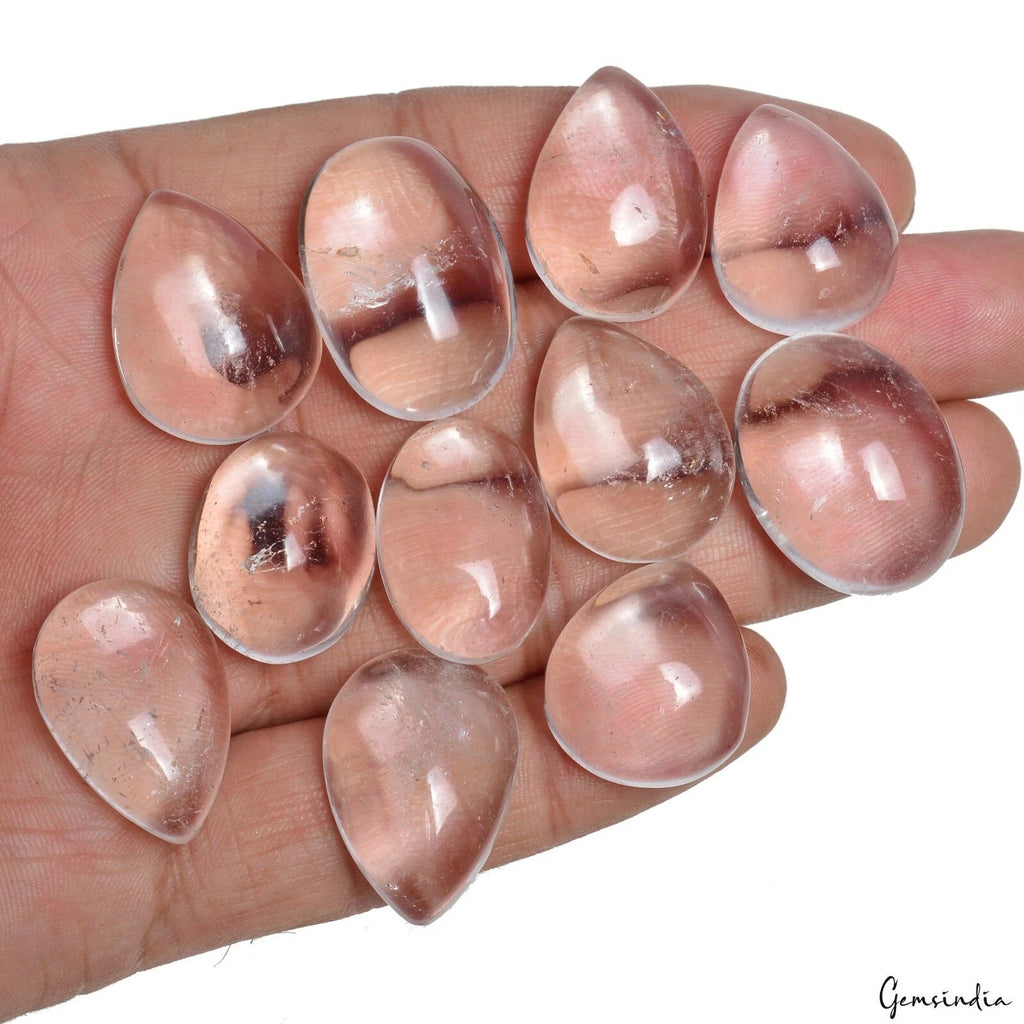 330 Cts/11 Pcs Natural Untreated White Crystal Quartz Mixed Cab Gems For Jewelry