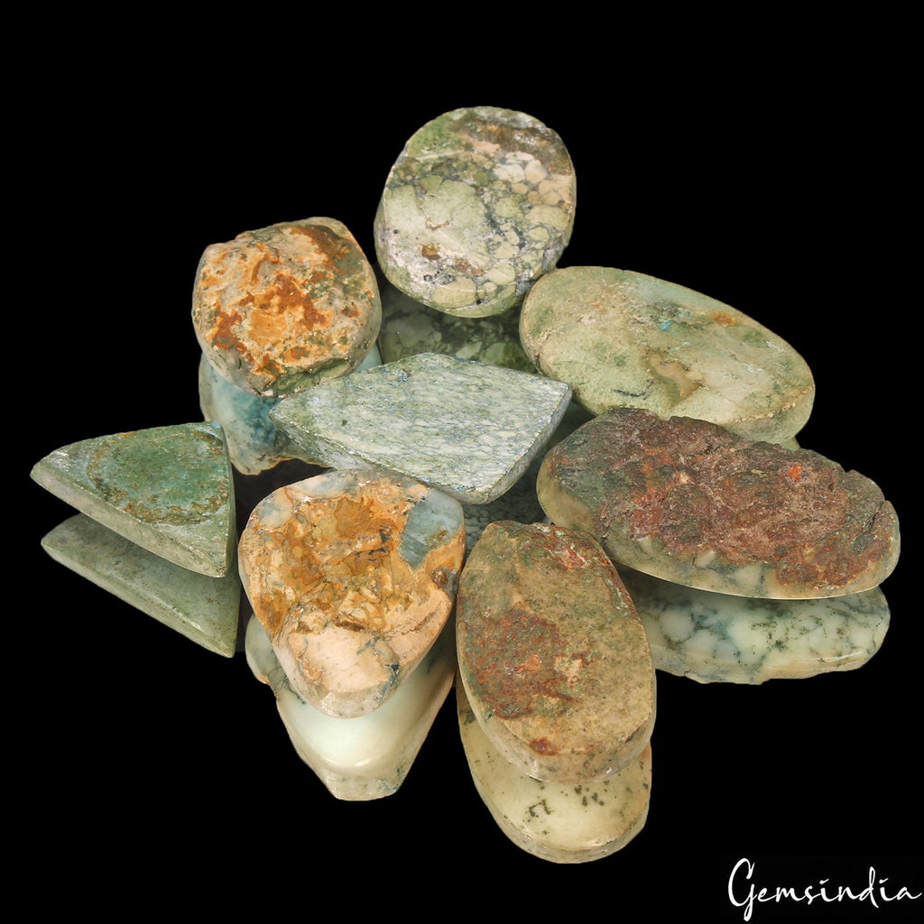 250 Cts/8 Pcs Natural Untreated Bi-Color Turquoise Mixed Cab Loose Gemstones Lot