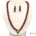 770 Carat Natural Red Ruby Green Emerald Beaded Hand Made Fancy Necklace/Earring