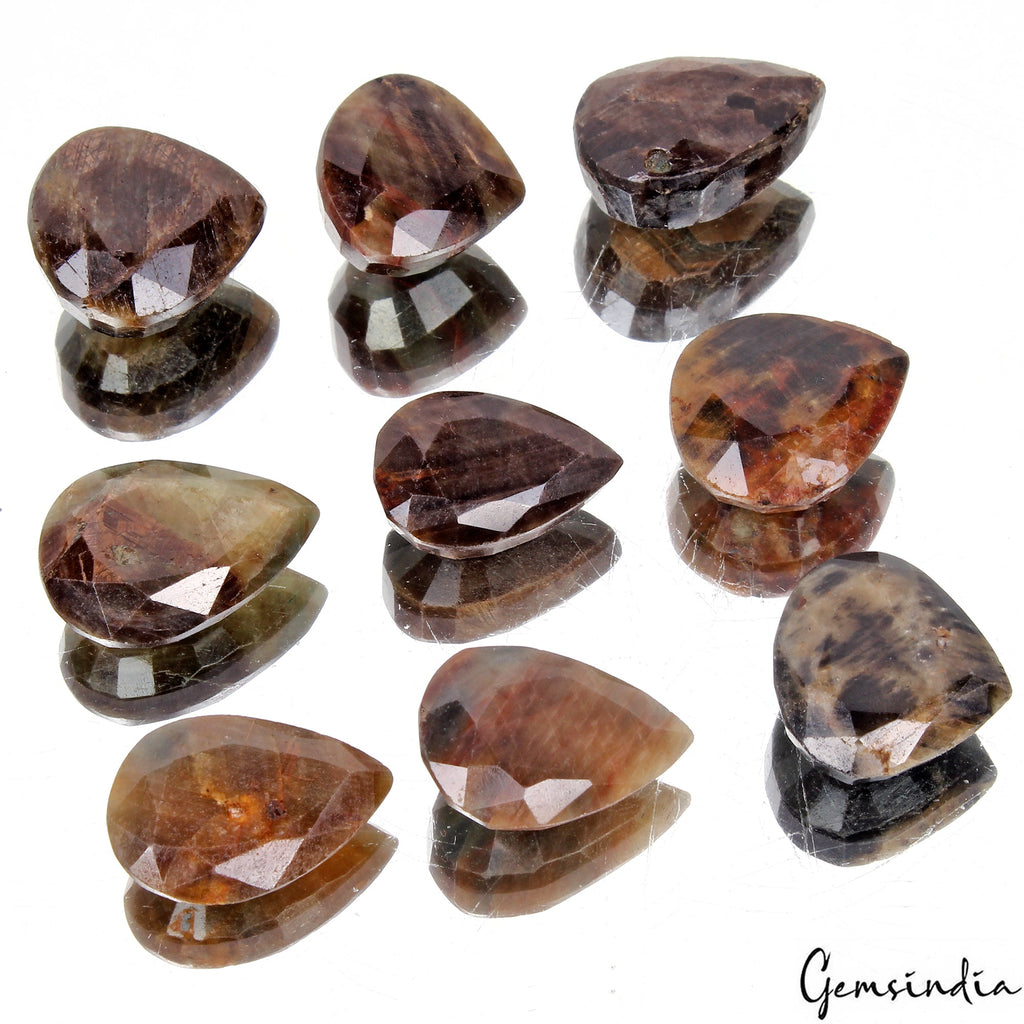 9 Pcs Natural Untreated Brown Sapphire Pear Cut Loose 26-33mm Gemstones~790 Cts