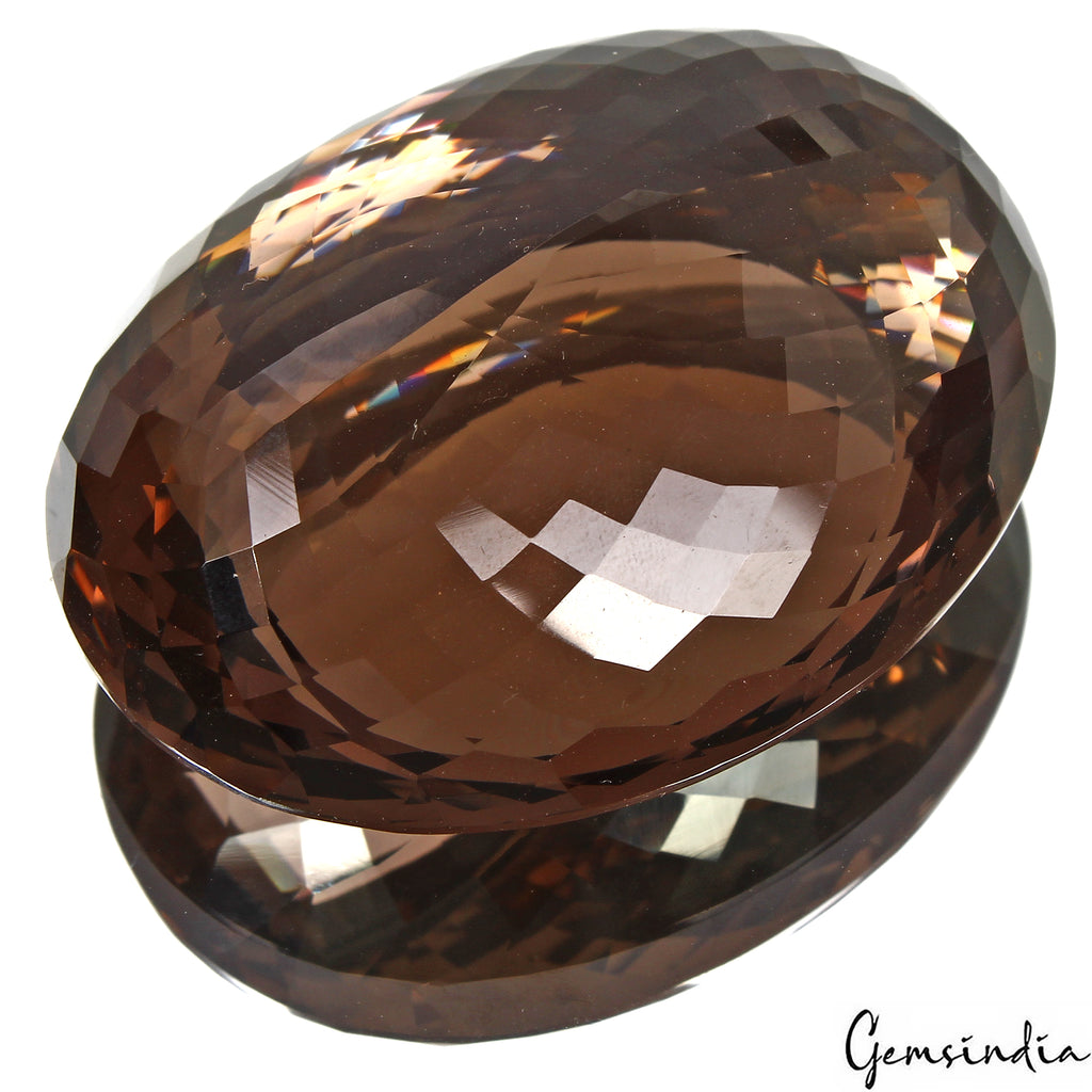 Smoky Quartz Loose Gemstone, Oval Faceted Cut, Untreated — 43x34x18 mm, 172.70 Ct, Madagascar
