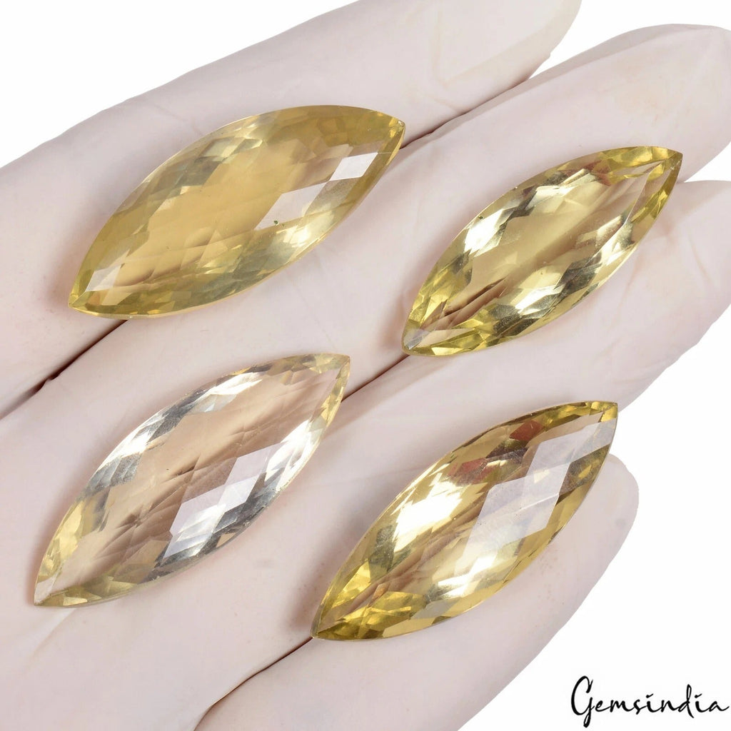 128.50 Ct 4 Pcs VVS Marquise Natural Yellow Citrine – Superb Brazilian Gemstones