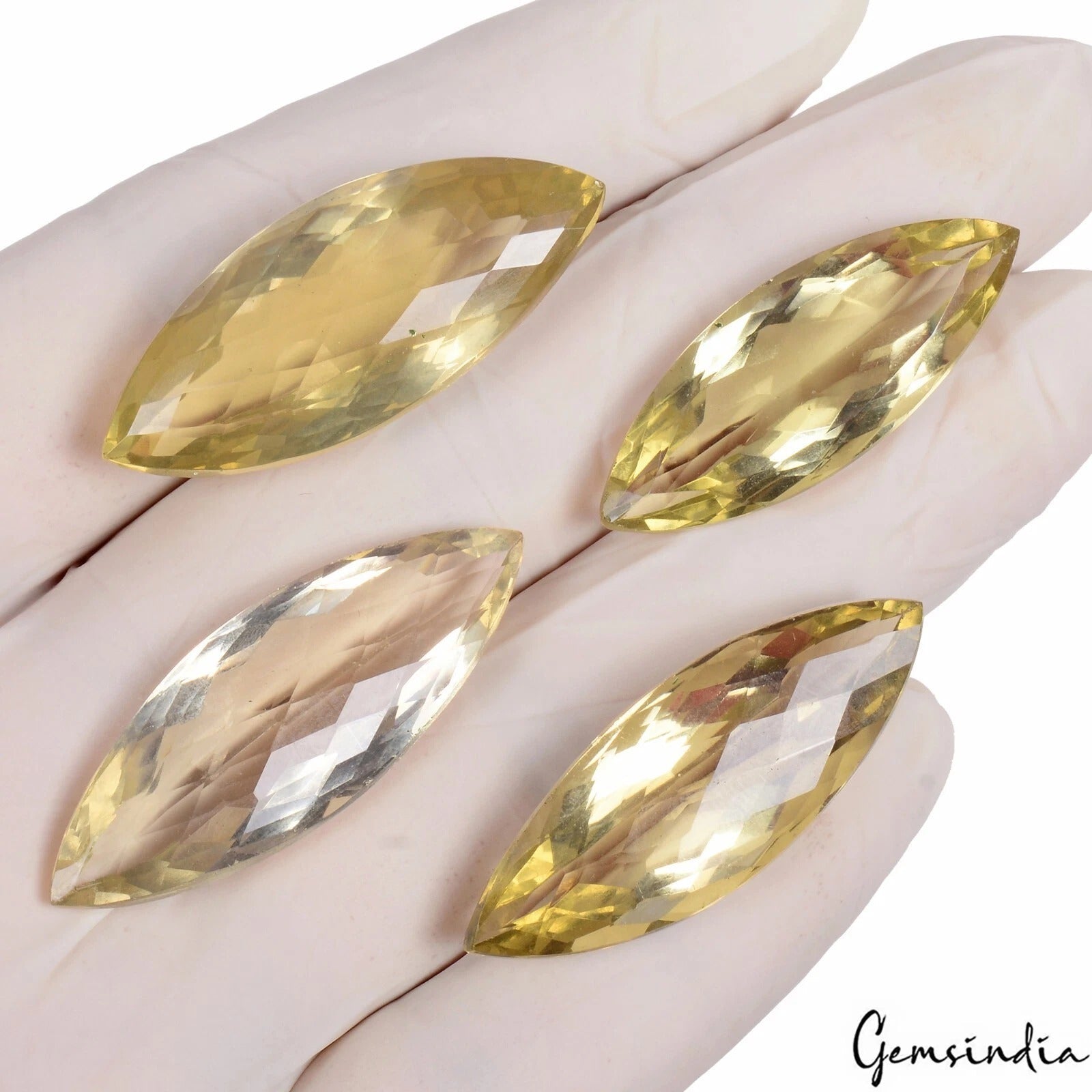 128.50 Ct 4 Pcs VVS Marquise Natural Yellow Citrine – Superb Brazilian Gemstones