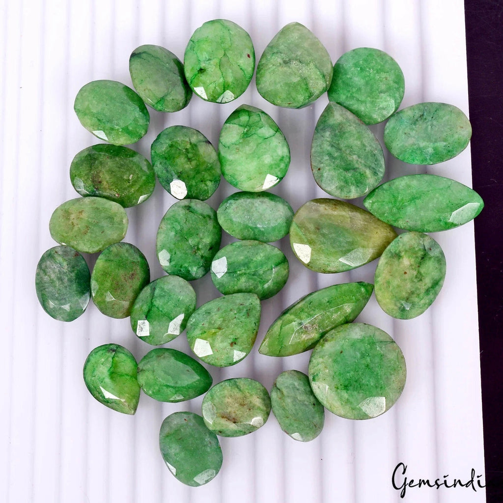Emerald Lot, Loose Gemstone, Color Enhanced, Green — 28 Pieces, 17mm to 31mm, 480 Ct
