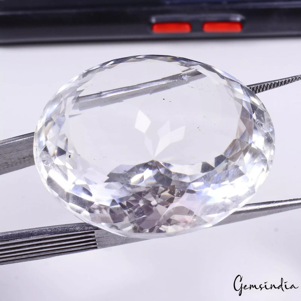 White Quartz Loose Gemstone, Round Cut, Untreated — 38mm, 150 Ct, Madagascar