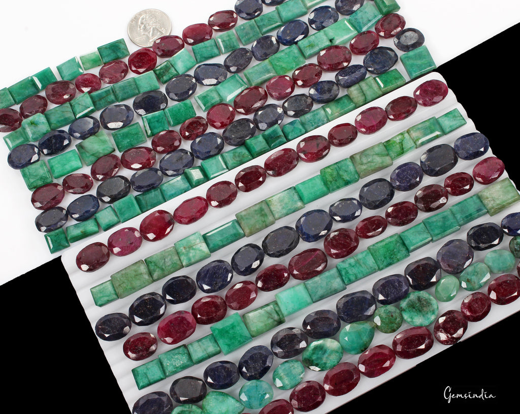3040Ct/204Pc Natural Ruby Emerald Sapphire Loose Mix Cut Gemstones Certified Lot