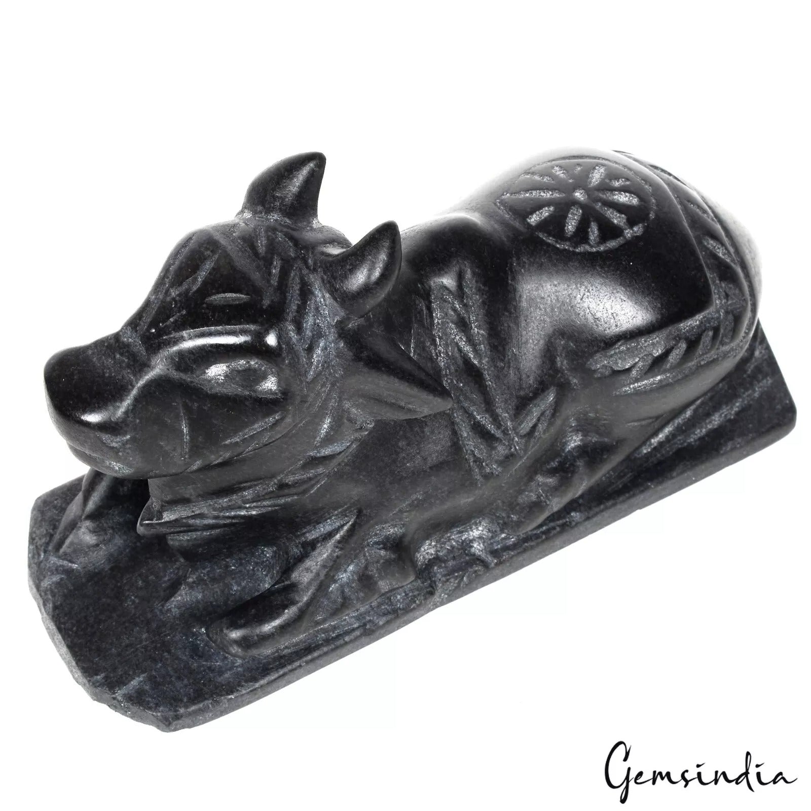 Marble Nandi Figurine — 6.8x4x2.5 Inch, 1.4 Kg (7000 Ct)