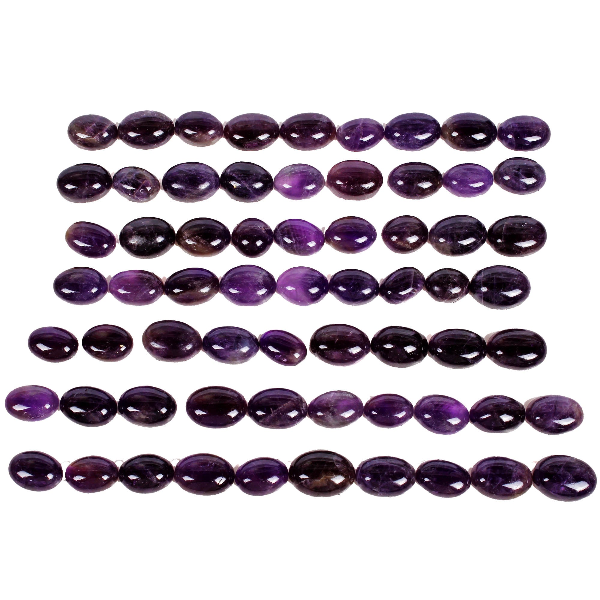 65 Pcs Natural Riich Purple Amethyst Oval Cabochon Loose 15-24mm Gemtones~650 Ct