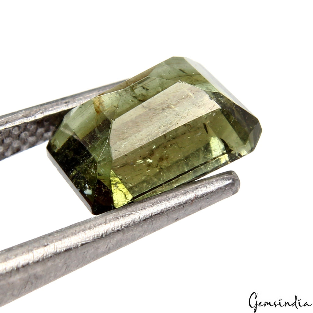 AAA 2.20 Ct Natural Mozambique Olive Green Emerald Cut Loose Tourmaline Gemstone