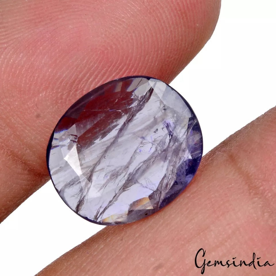 6.00 Ct Natural Blue Iolite Oval Faceted Cut Loose Ring Size Untreated Gemstone