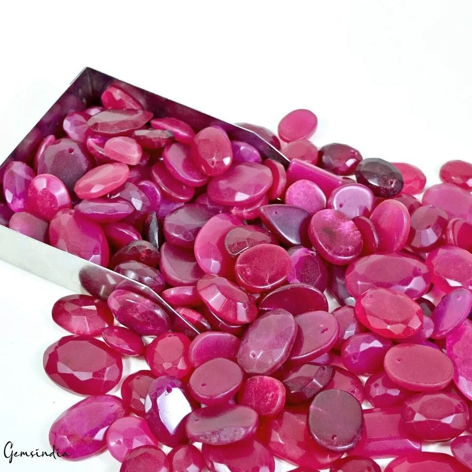 Super Wholesale 3000 Ct/131Pcs Natural Dark Pink Onyx Mix Cut Drill Bead Gem Lot