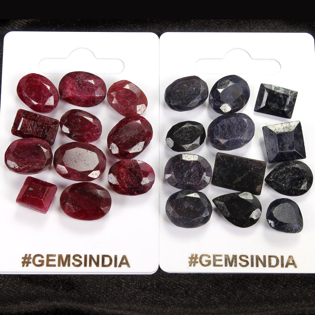 Ruby Lot, Loose Gemstone, Oval, Rectangle, Octagon, Square, Pear Faceted Cut, Color Enhanced — 23 Pieces, 11mm to 17mm, 300 Ct, Madagascar