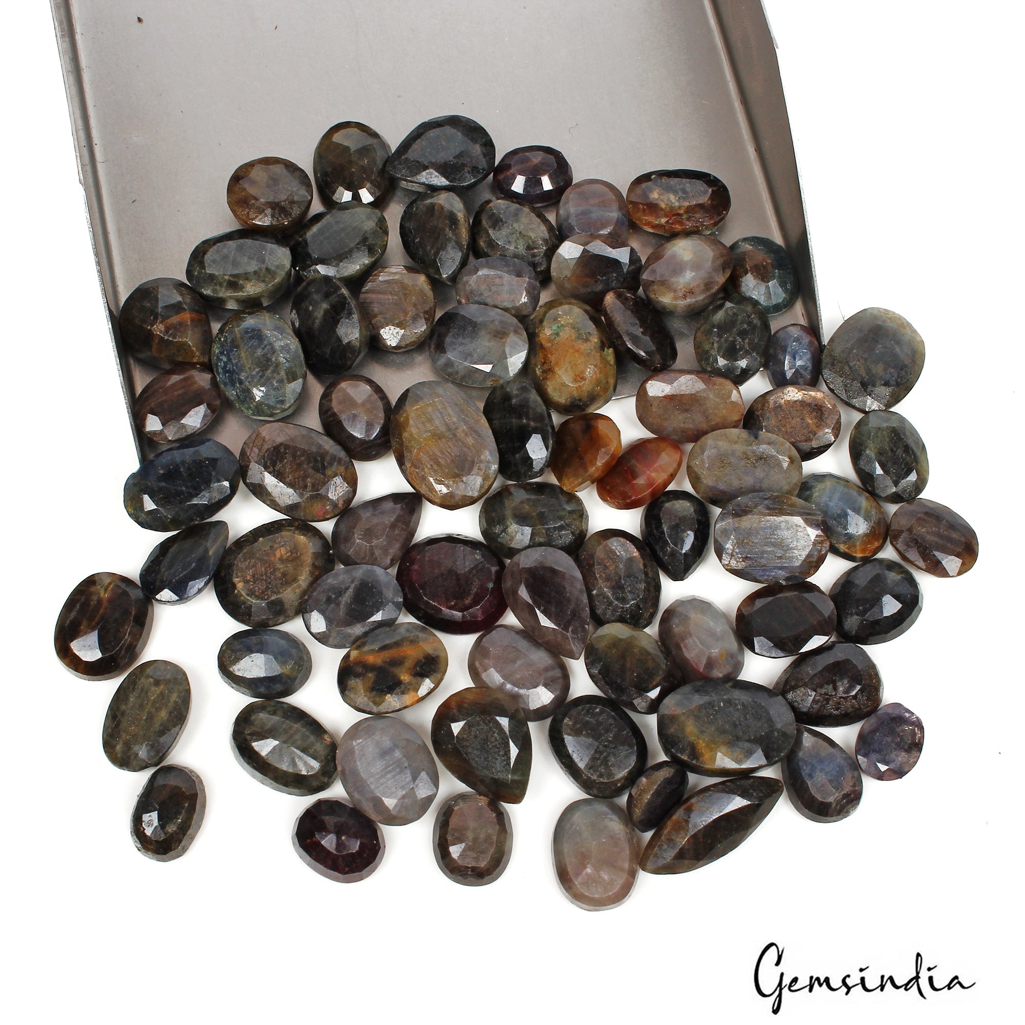 570 Ct Natural Untreated Black Sapphire Oval Faceted Loose Gemstone Lot 71 Pcs