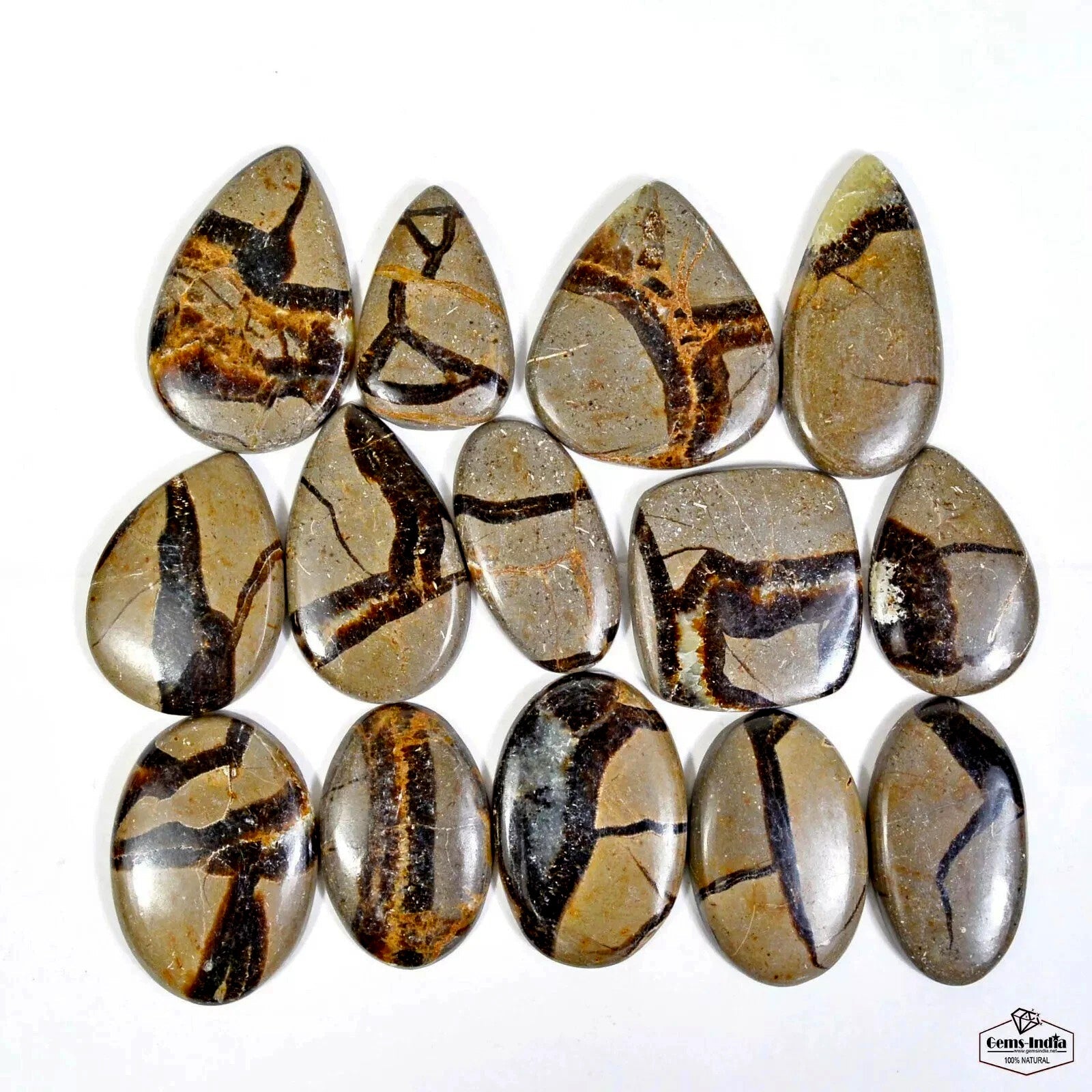 850 Ct Natural Untreated Septarian Designer Mix Cabochon Loose Gemstone Lot 14Pc