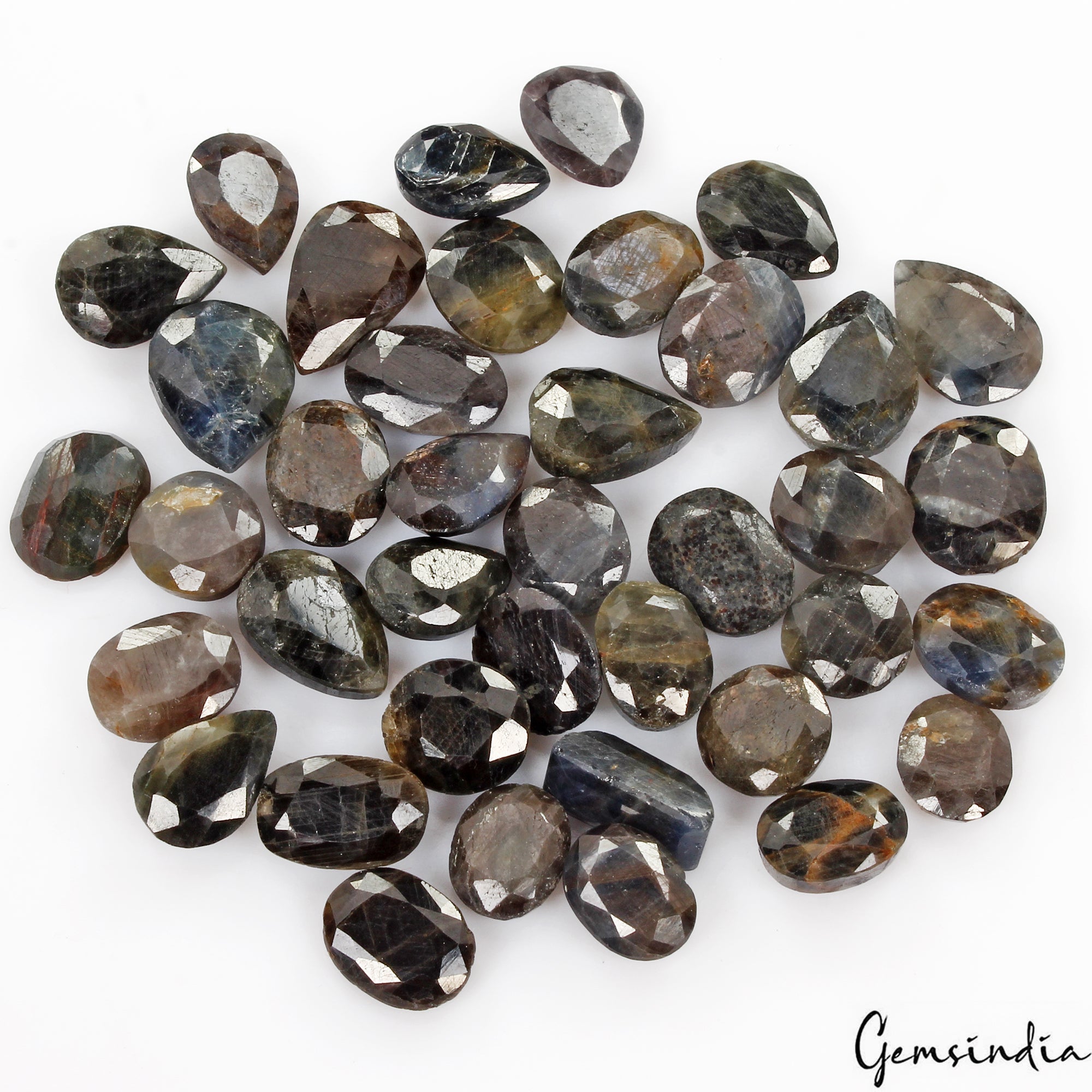 280 Ct Natural Untreated Brown/Black Sapphire Mixed Cut Loose 10-16mm Gemstones