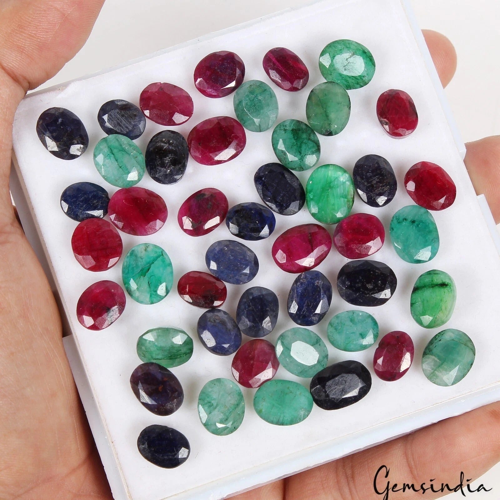 191.90Ct/45Pc Natural Multi Gems Emerald Ruby Sapphire Oval Cut Gems For Jewelry