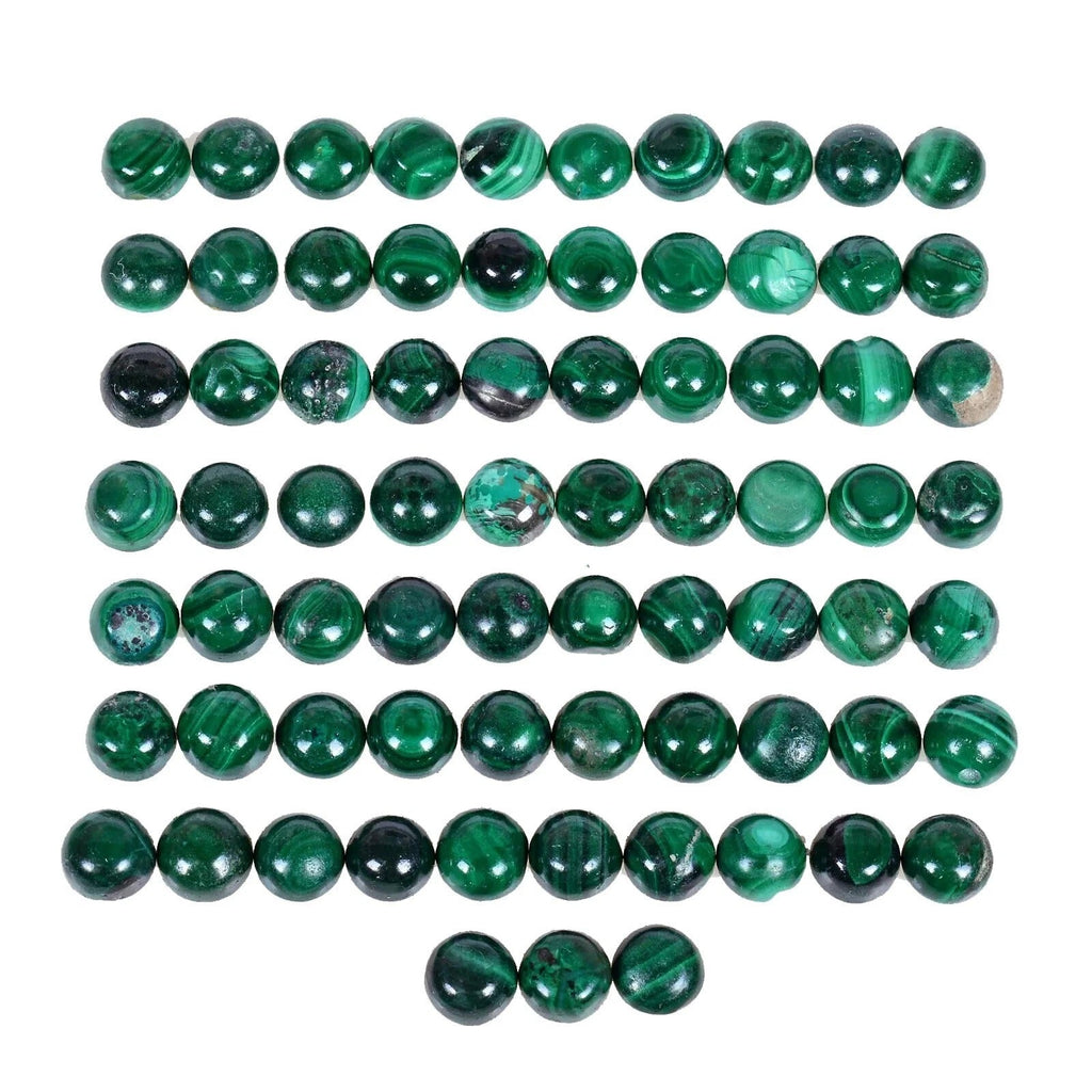 100.60 Ct/73 Pcs Natural Green Malachite Round Cab Calibrated 6mm Loose Gems