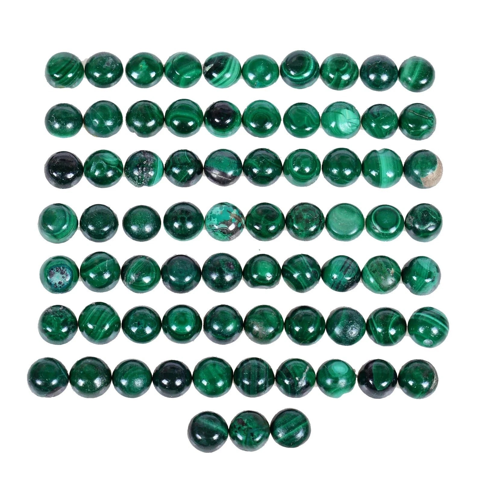 100.60 Ct/73 Pcs Natural Green Malachite Round Cab Calibrated 6mm Loose Gems
