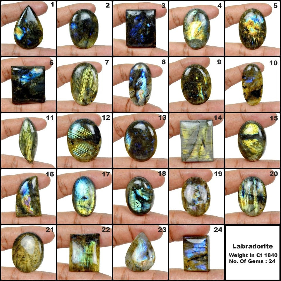 1840 Cts Natural Multi Flashing Labradorite Mix Cabochon Loose Gemstones~24 Pcs