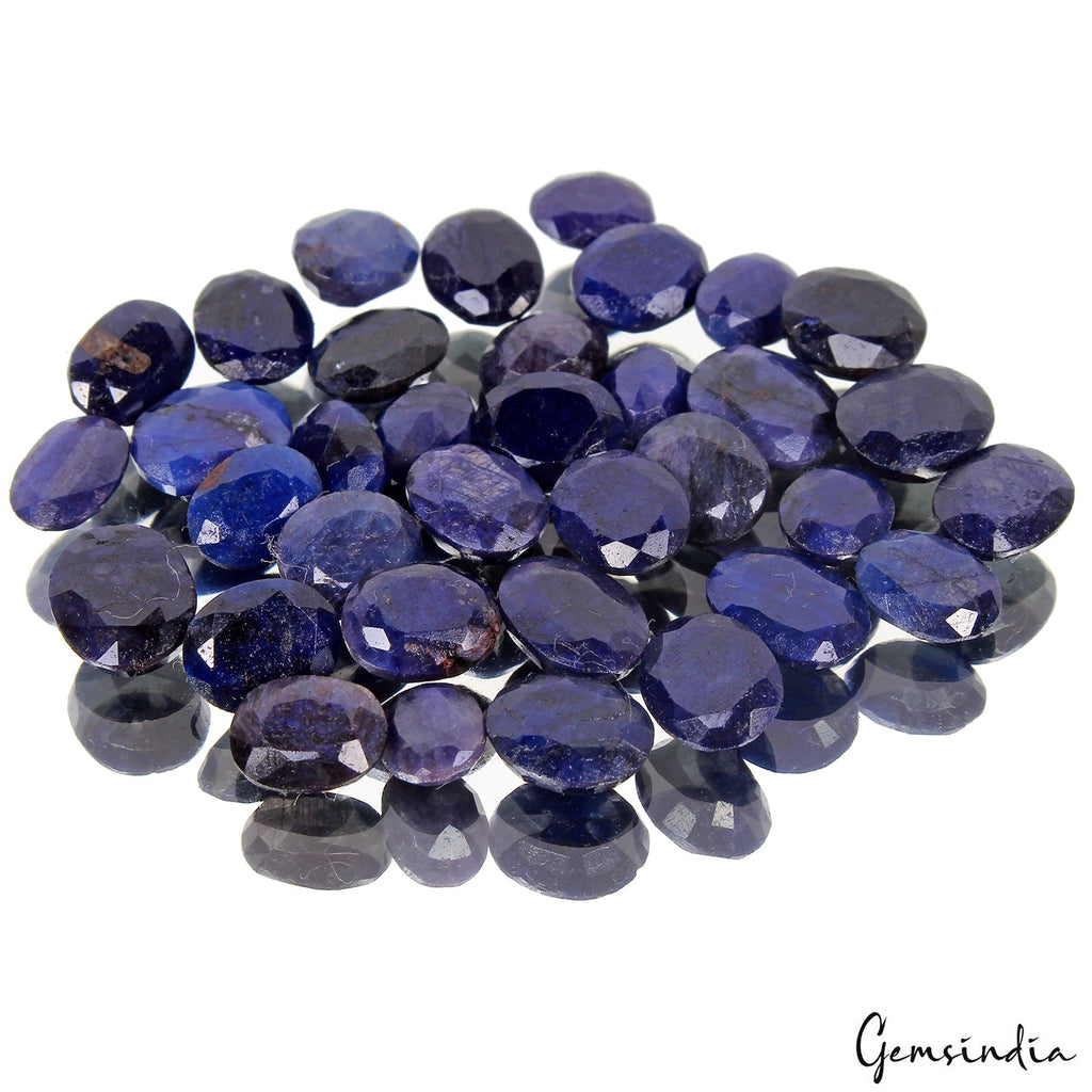 Certified 35 Pcs Natural African Blue Sapphire Oval Faceted Cut 8mm-10mmGems Lot