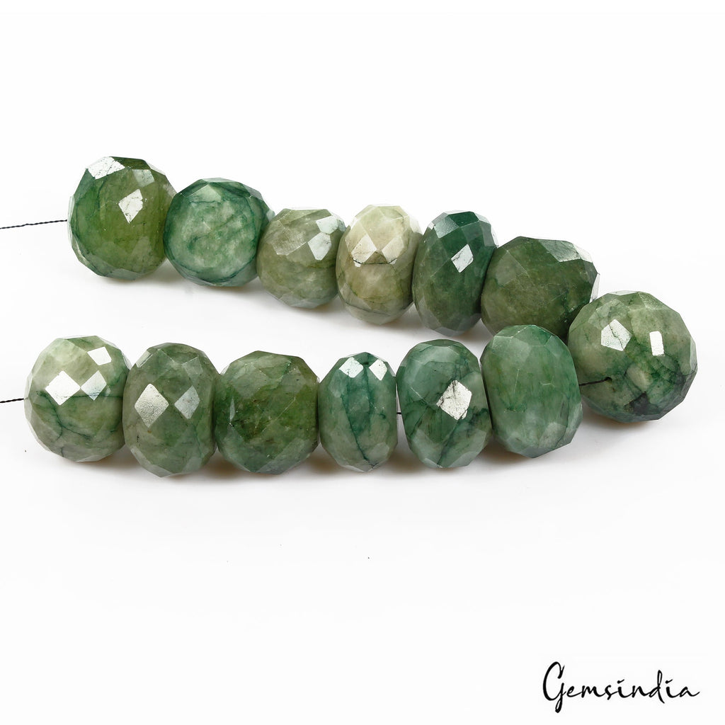 1150 Cts/13 Pcs Natural Brazilian Green Emerald Round Drill Bead Loose Gems Lot