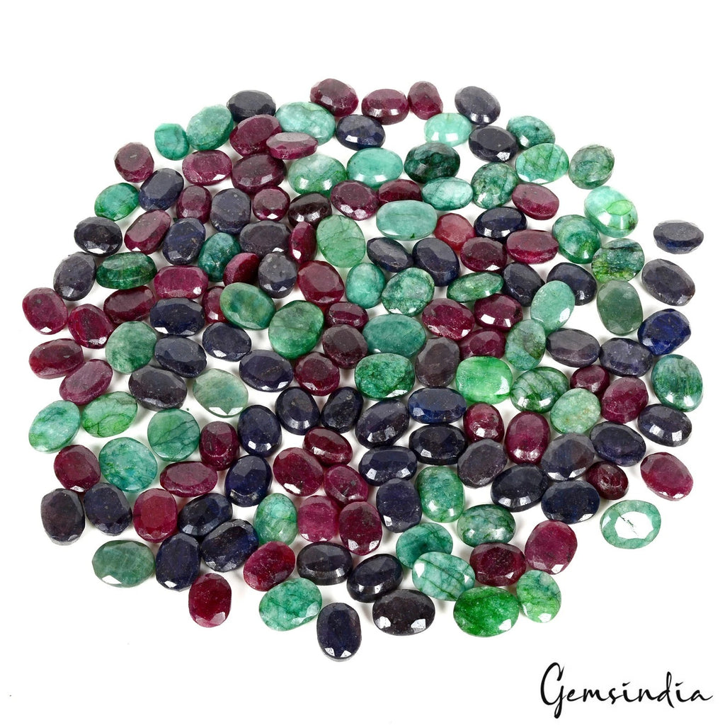 Ruby Lot, Loose Gemstone, Color Enhanced, Multi Color — 154 Pieces, 12mm to 21mm, 2500 Ct, Brazil