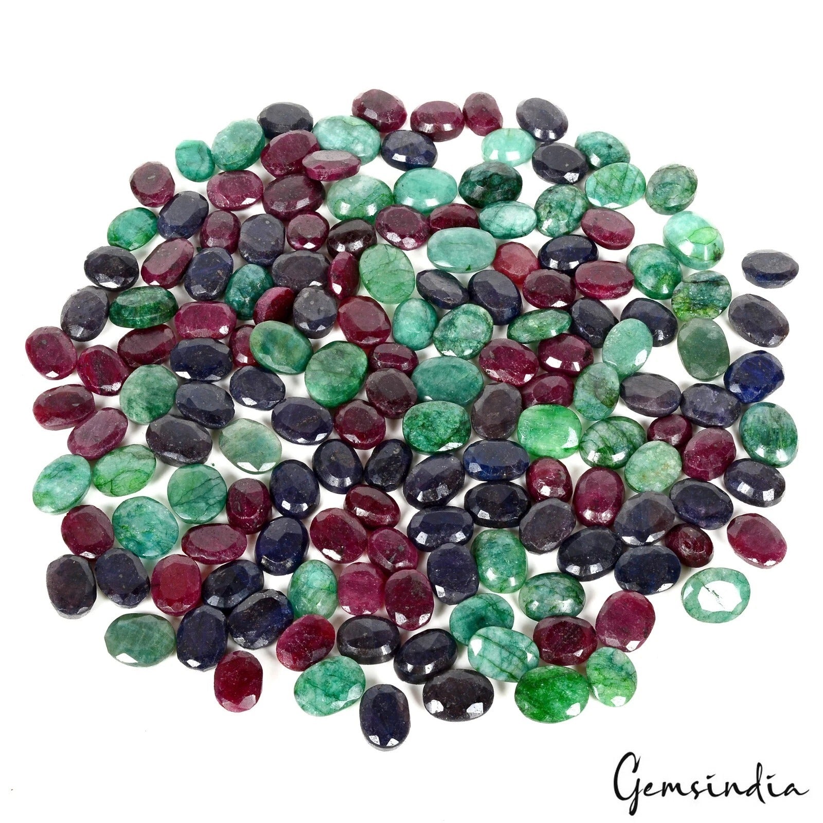 Ruby Lot, Loose Gemstone, Color Enhanced, Multi Color — 154 Pieces, 12mm to 21mm, 2500 Ct, Brazil