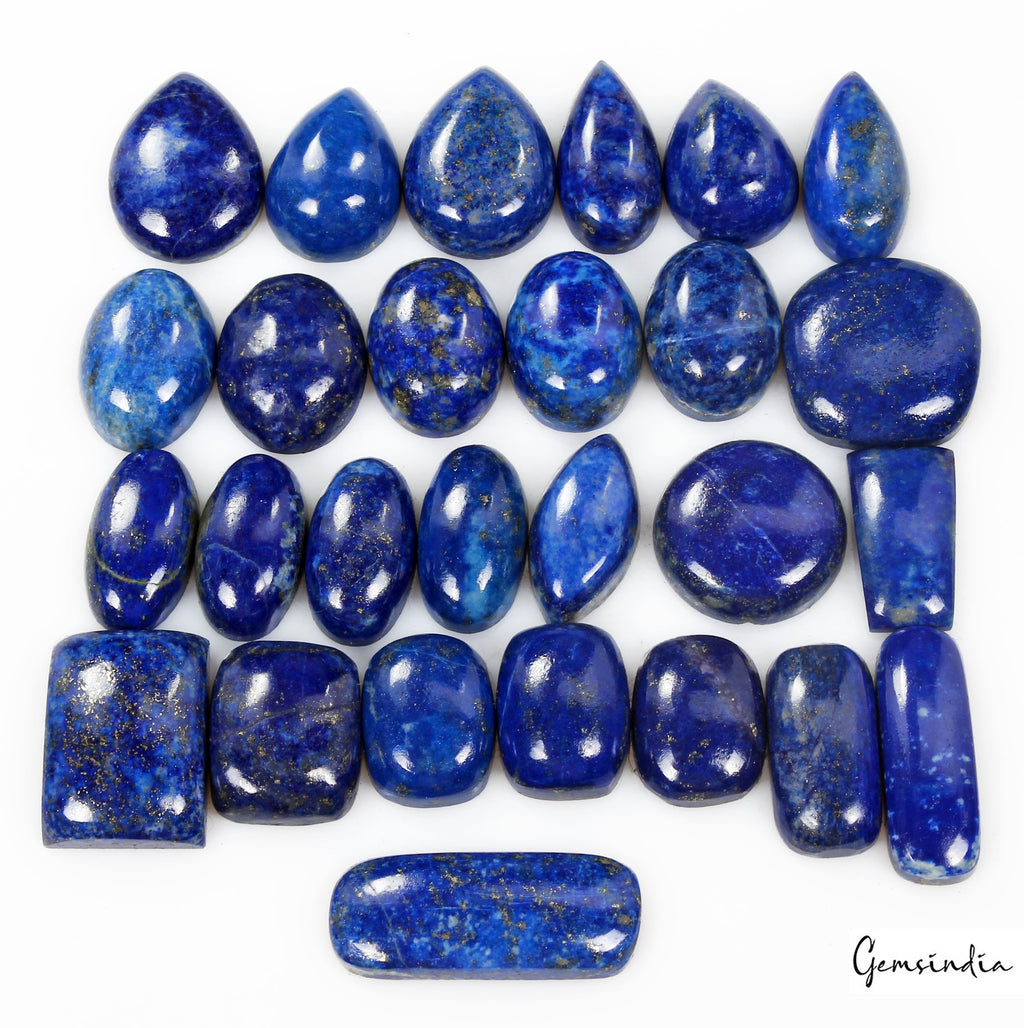 27 Pcs Natural Lapis Lazuli 16mm-27mm Loose Mix Cabochon Gemstones Lot ~350 Ct