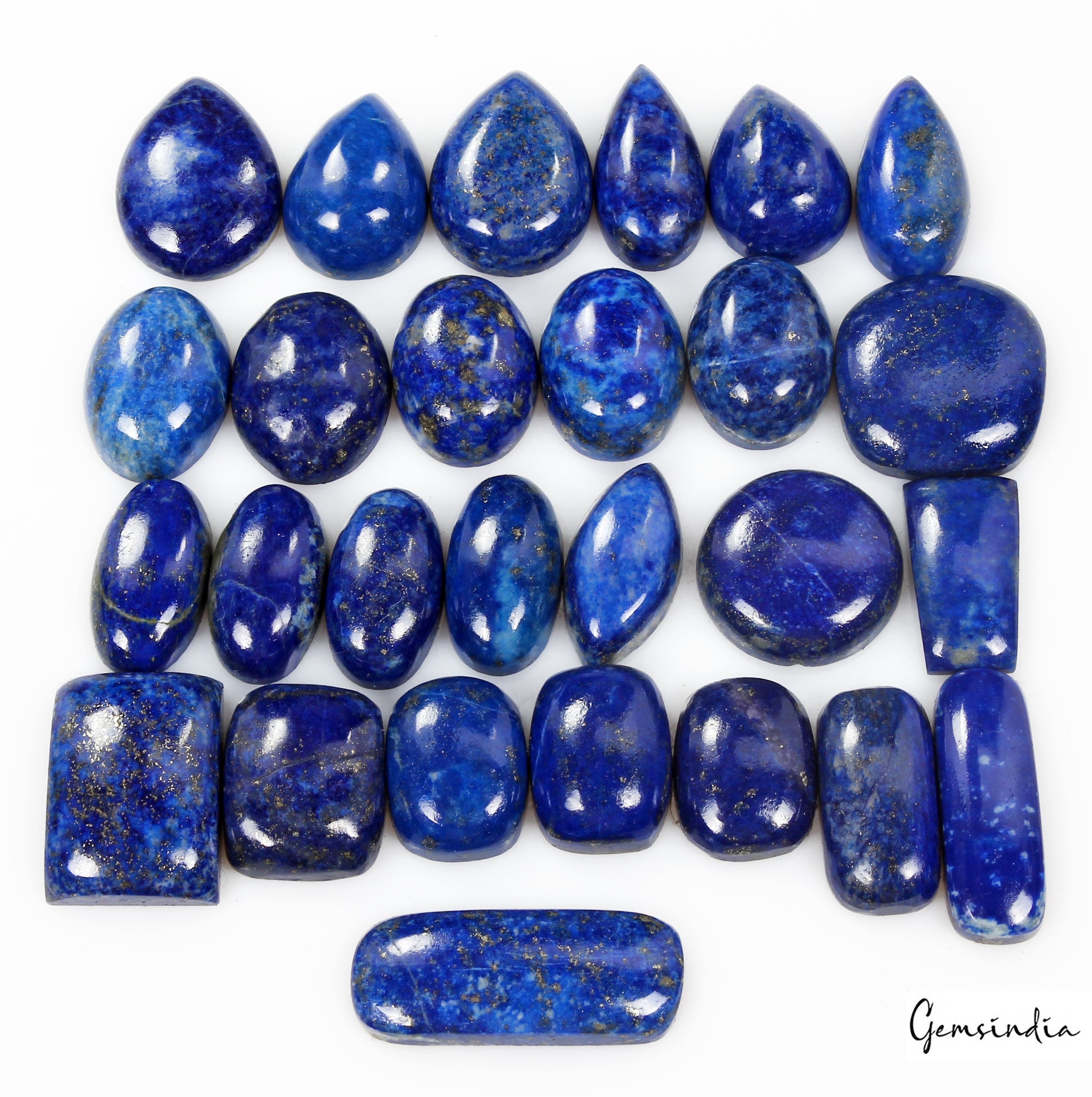 27 Pcs Natural Lapis Lazuli 16mm-27mm Loose Mix Cabochon Gemstones Lot ~350 Ct