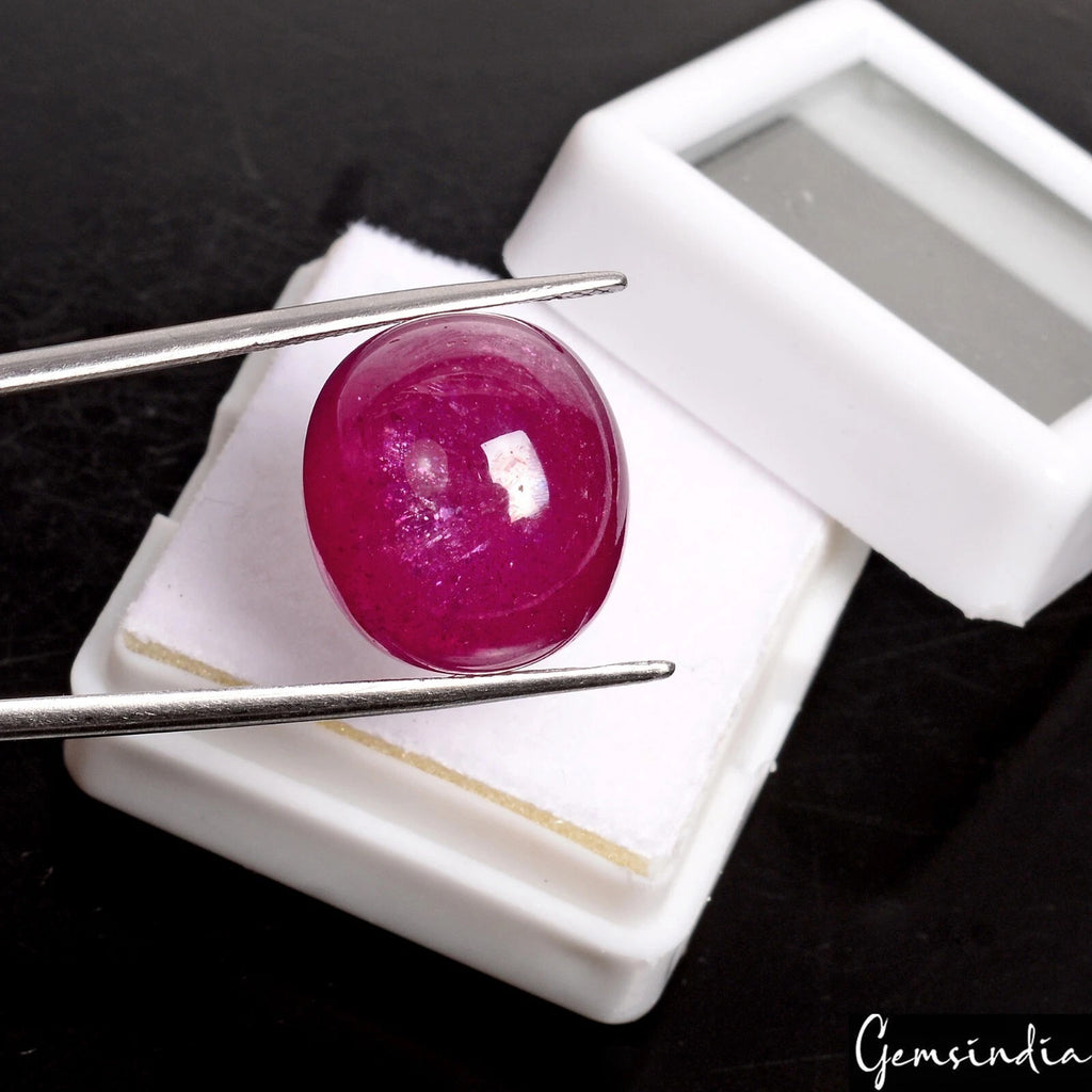 Ruby Cabochon, Heated, Red — 15x14x10 mm, 26.60 Ct, Mozambique