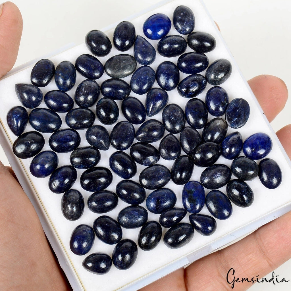 Lot Of 68 Pcs Natural Blue Sapphire 9-11mm Mix Cabochon Ring Size Loose Gemstone