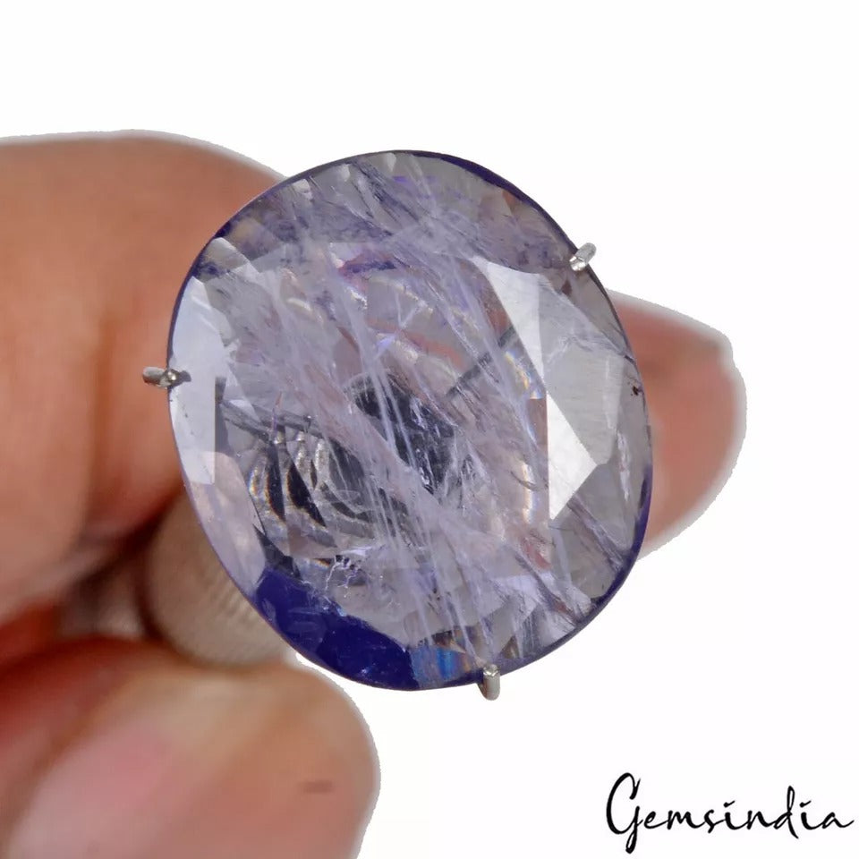 Iolite Loose Gemstone, Untreated, Blue — 15x13x4mm, 6.00 Ct, Madagascar