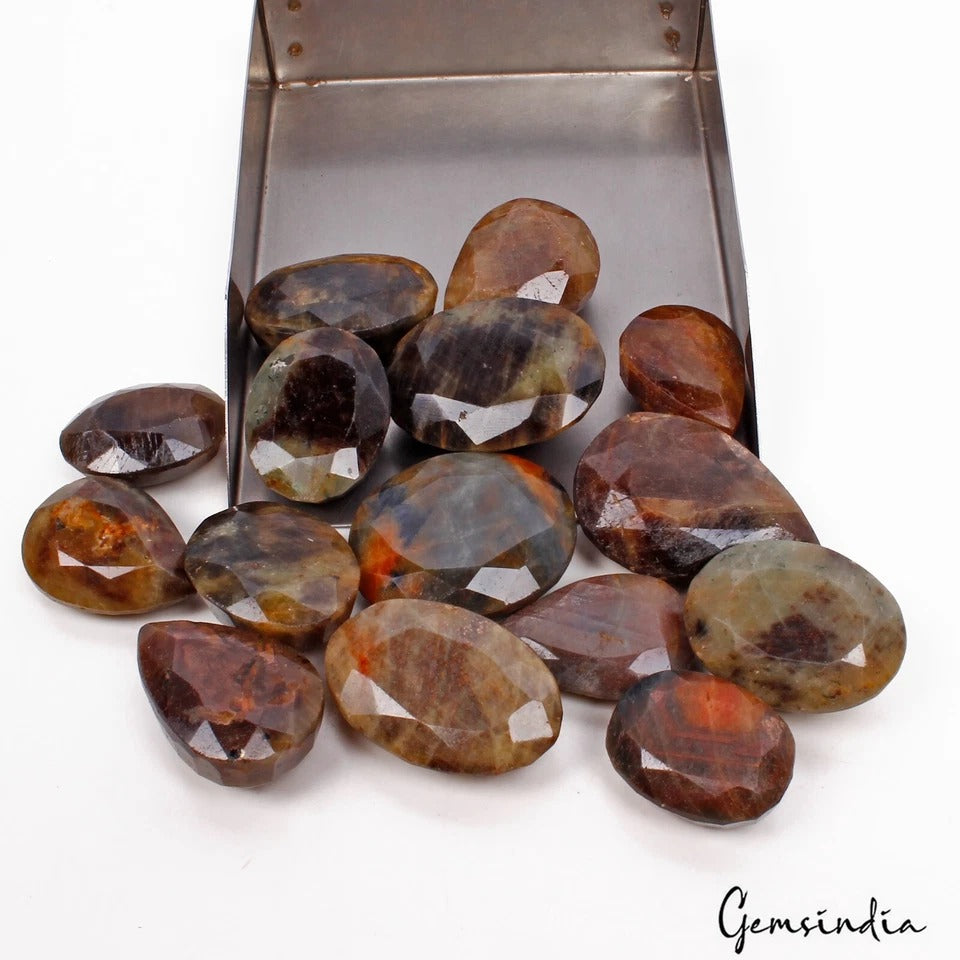 1740 Ct/15 Pcs Natural Untreated Multi Color Sapphire Mixed Cut Gems For Jewelry