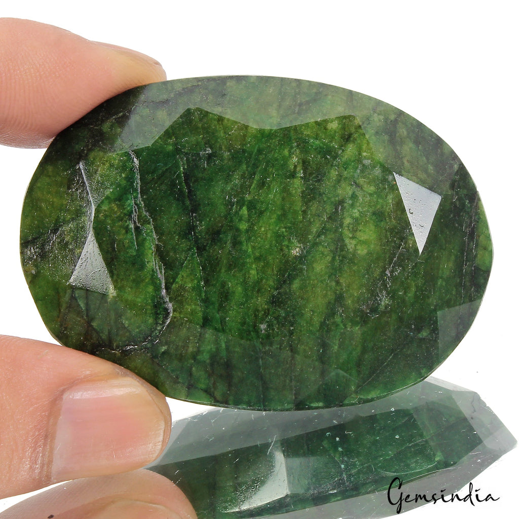 400 Ct Natural Green Brazilian Emerald Oval Faceted Earth Mined Huge Size Gems
