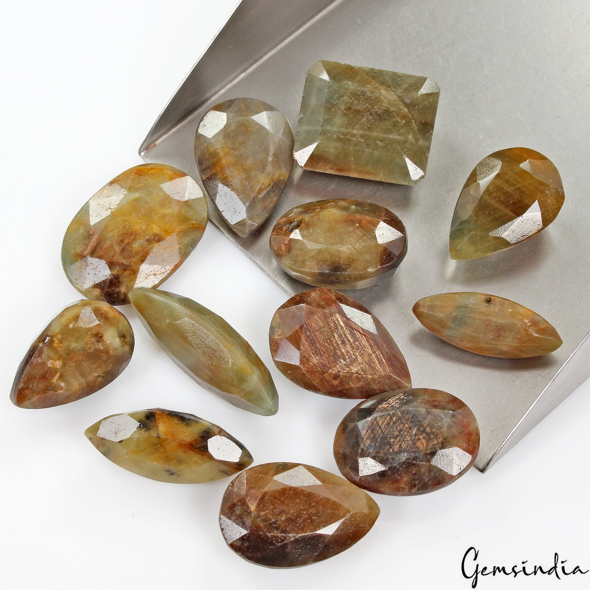 Certified 500 Cts/12 Pcs Natural Untreated Brown Sapphire Mix Faceted Loose Gems