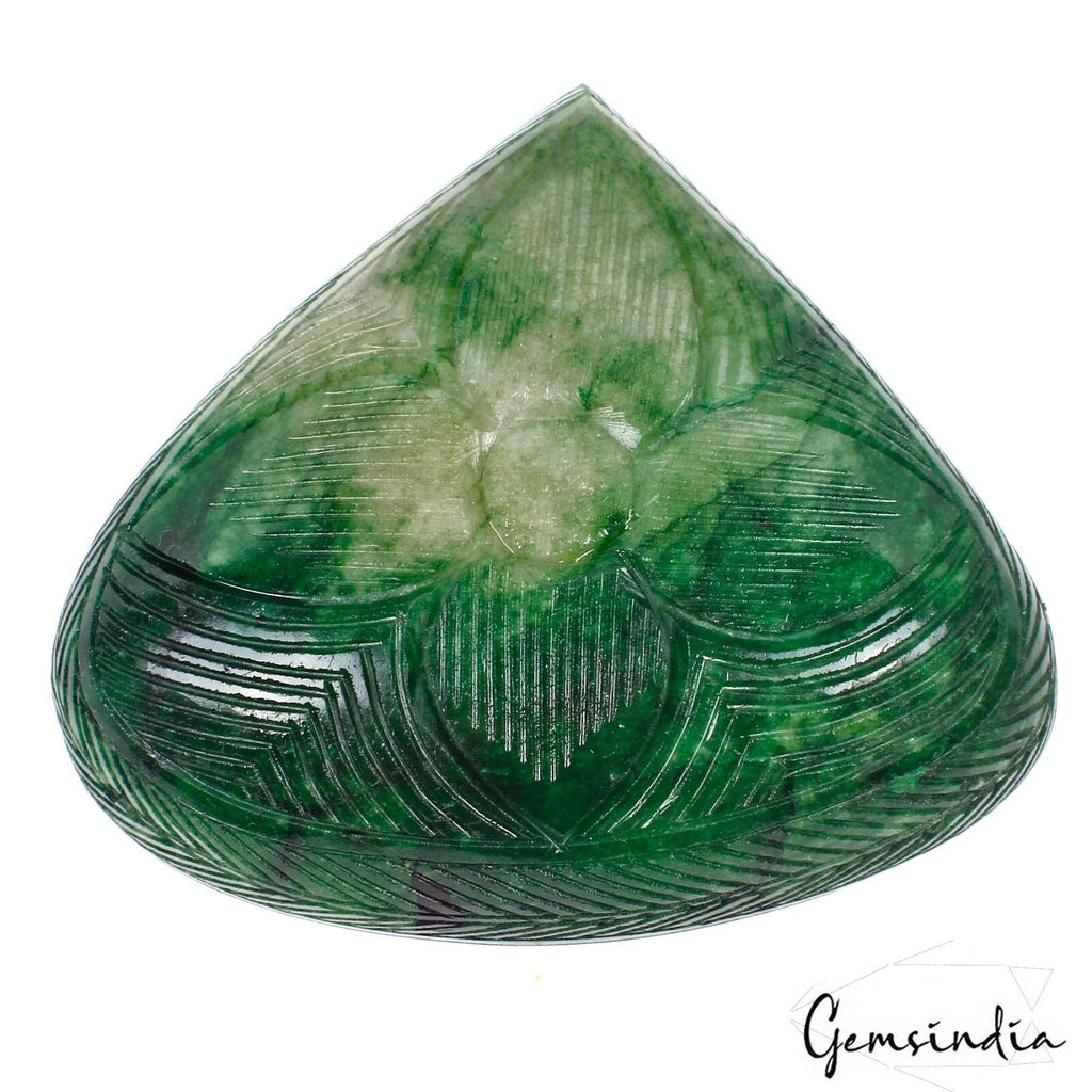 1220 Cts Natural Brazilian Green Emerald Pear Both Side Carving Huge Loose Gem