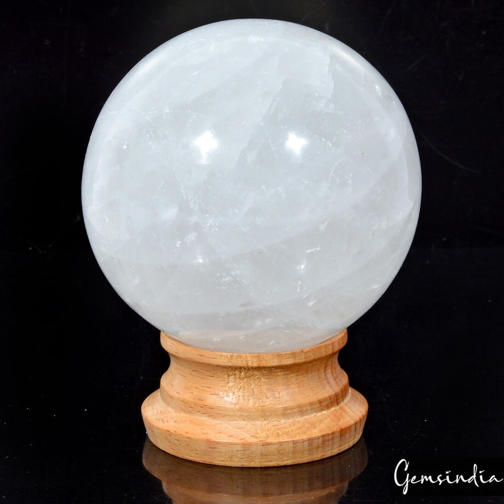 2900 Cts Natural Smooth Polished White Quartz Crystal Healing Sphere/Ball ~ 3"