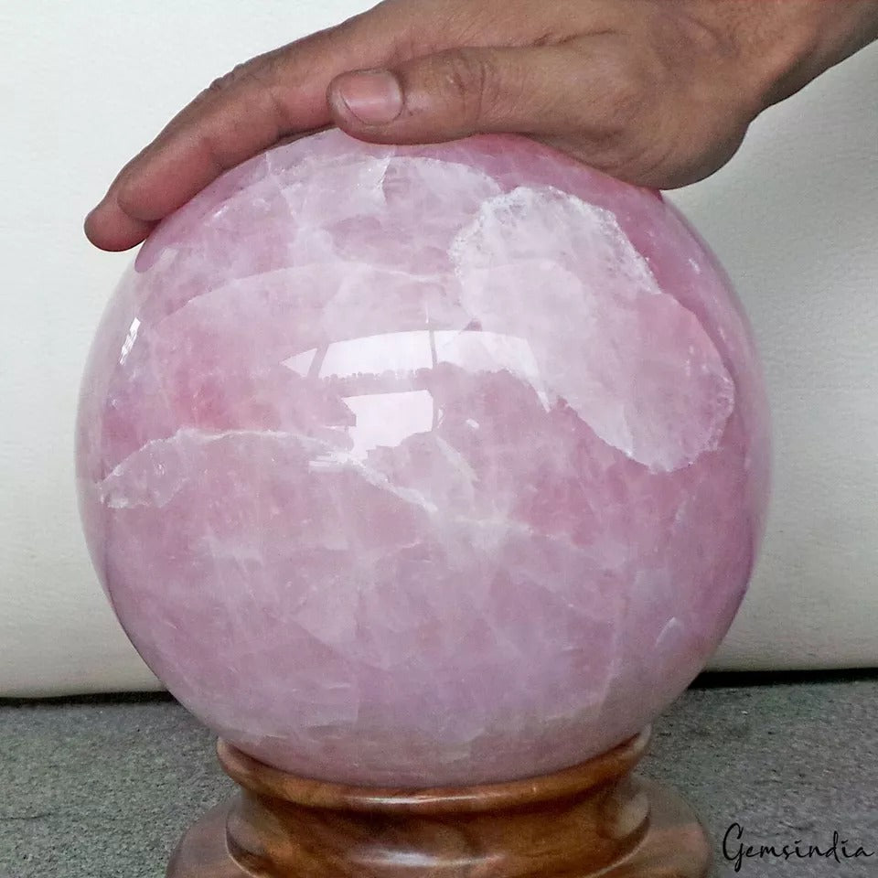 19.18 LB Natural Polished Rose Quartz Crystal Ball Stone Sphere Healing 7.4 Inch