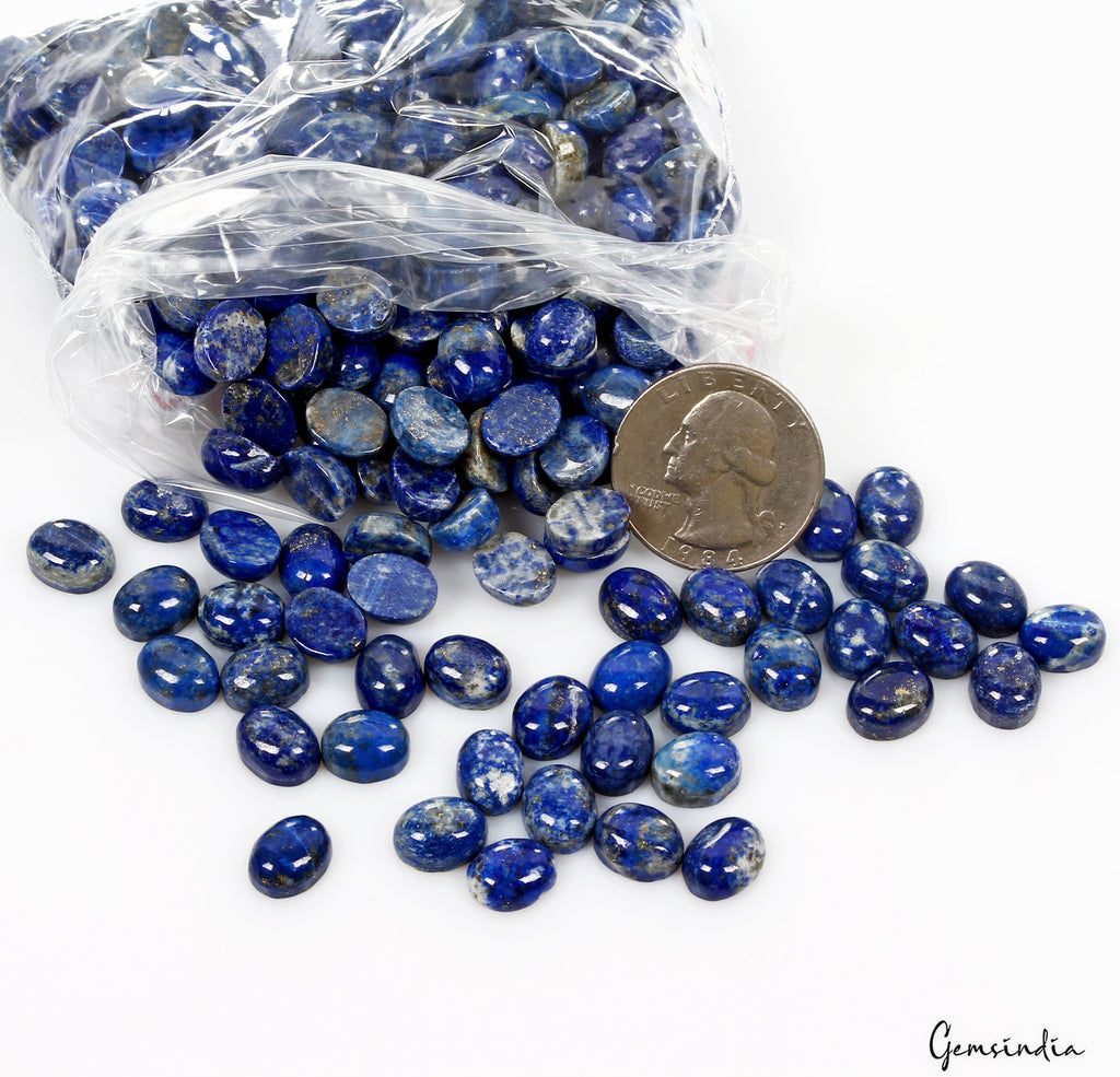 300 Pcs 10mmx8mm Lapis Lazuli Gemstone Oval Cabochon Loose Wholesale Lot~1030 Ct