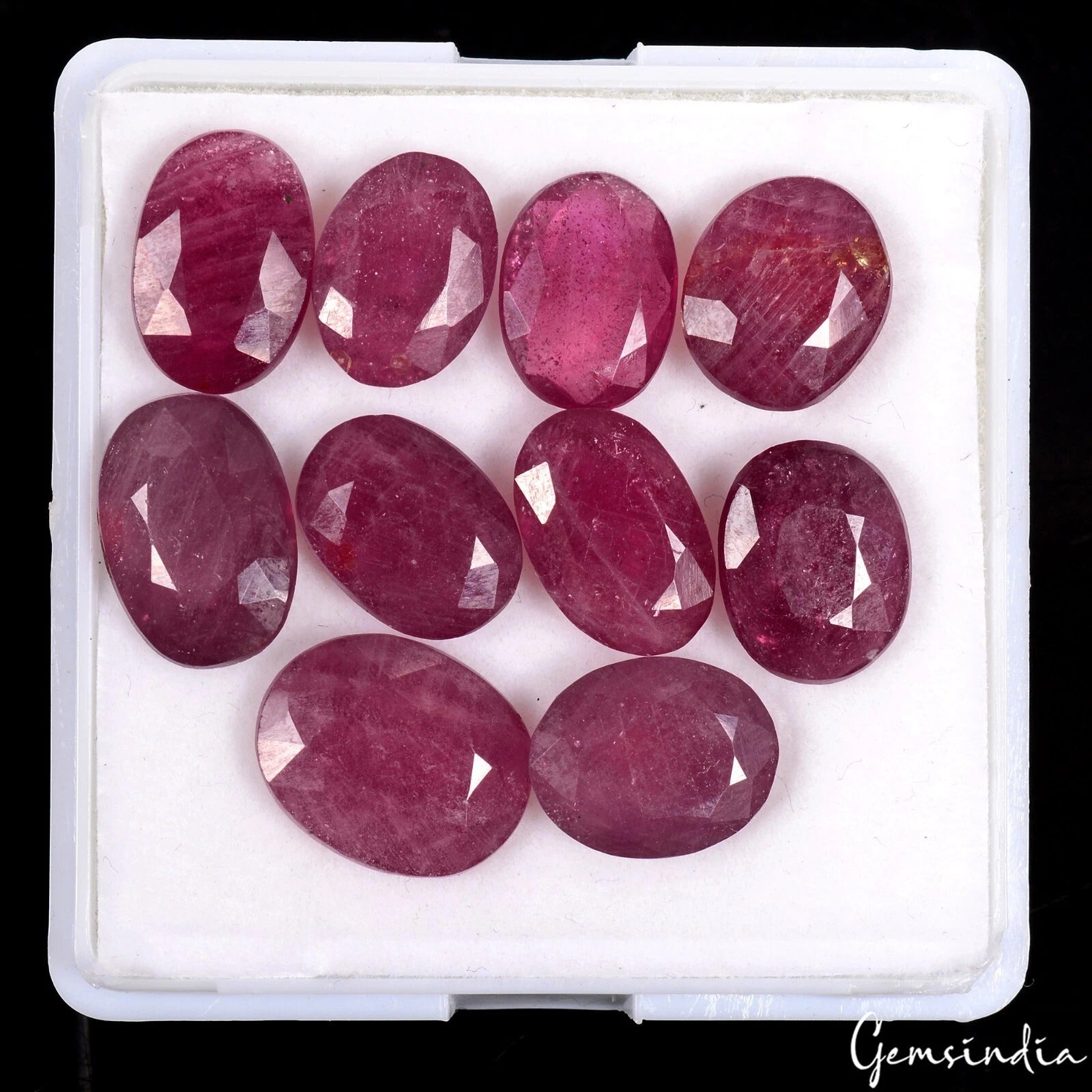 Certified 65.70 Cts/10 Pcs Natural Mozambique Red Ruby Oval Loose Gems For Rings